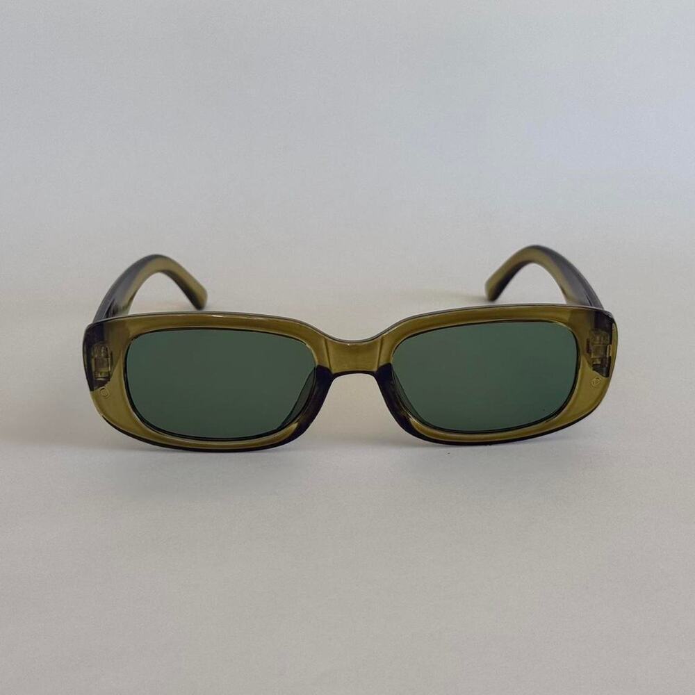 Y2K Green Clout Goggles Rounded Square Sunglasses Unisex Retro UVA UVB - Picture 1 of 8